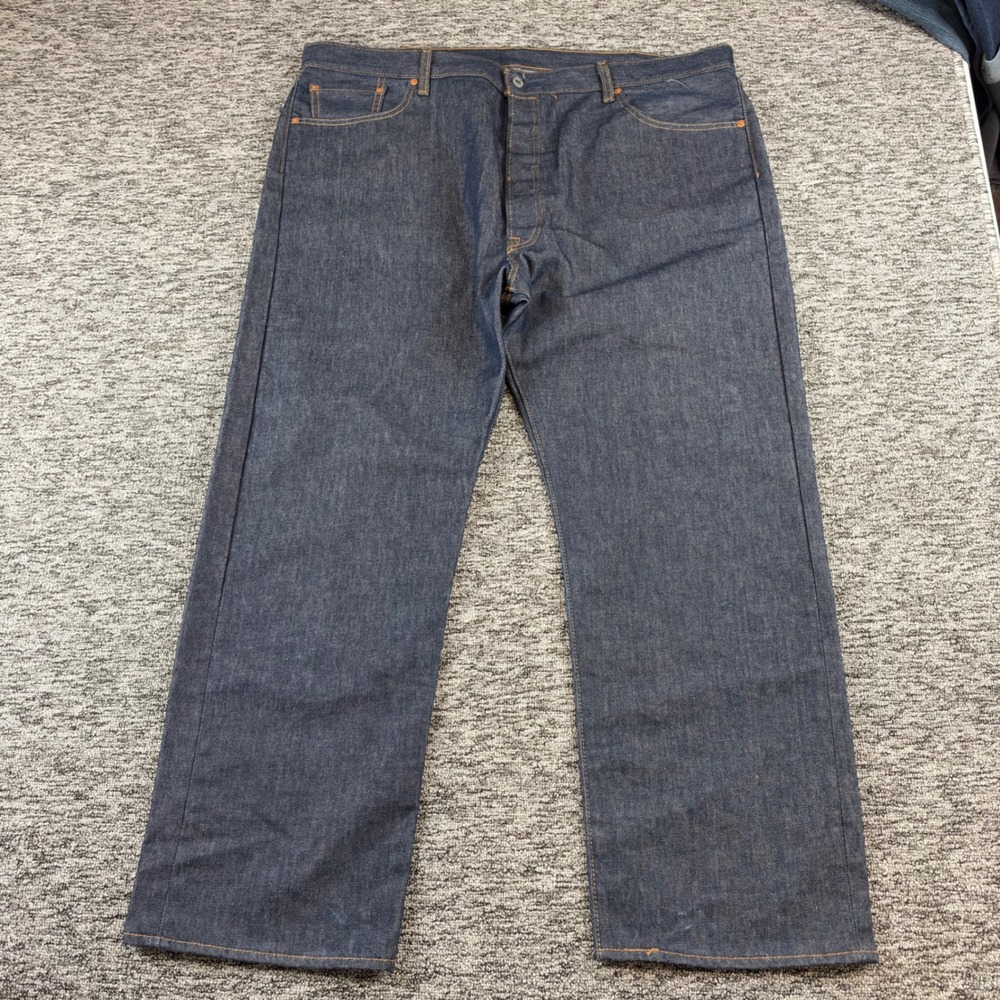 Levis 501 Shrink To Fit Jeans Mens 46x29 Dark Blue Cotton Button Fly Big Tall